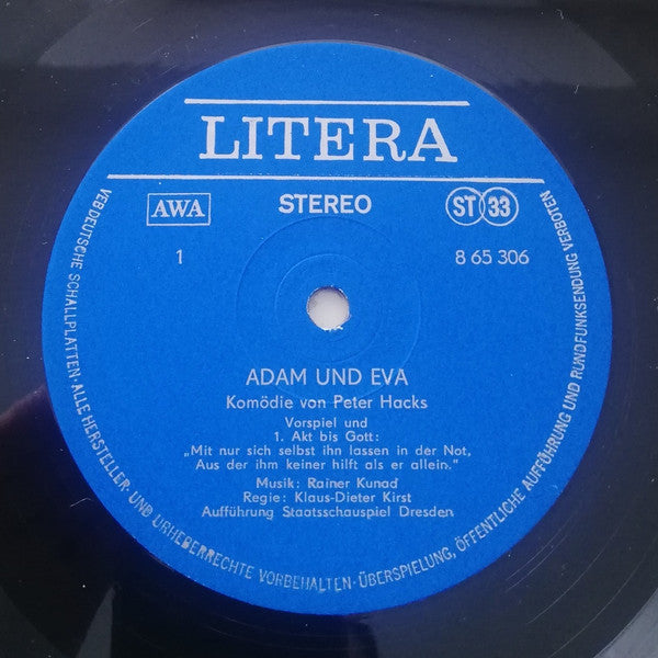 Peter Hacks, Rainer Kunad : Adam Und Eva (Aufführung Staatsschauspiel Dresden) (2xLP, Dar)