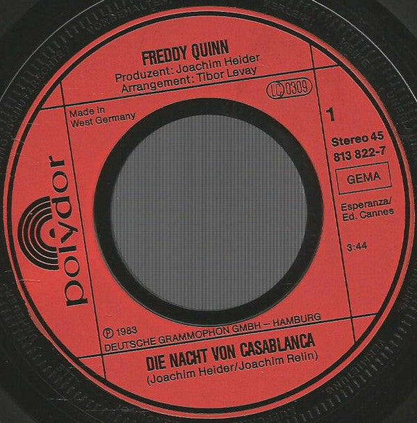 Freddy Quinn : Die Nacht Von Casablanca (7", Single)