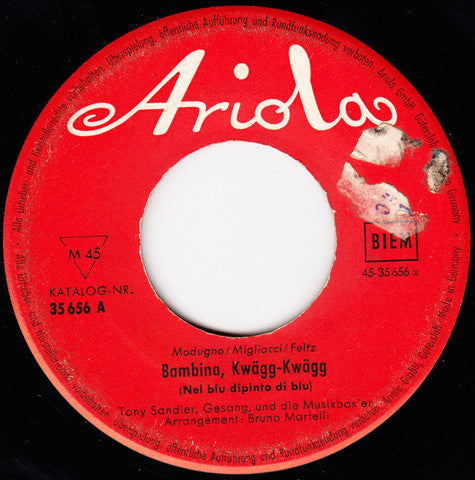 Tony Sandler / Johnny Dorelli : Bambina, Kwägg-Kwägg / Nel Blu Dipinto Di Blu (7", Single)
