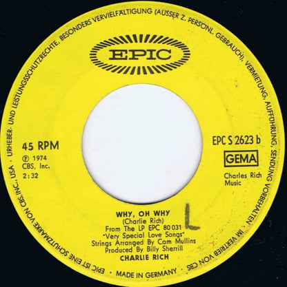 Charlie Rich : I Love My Friend (7", Single)