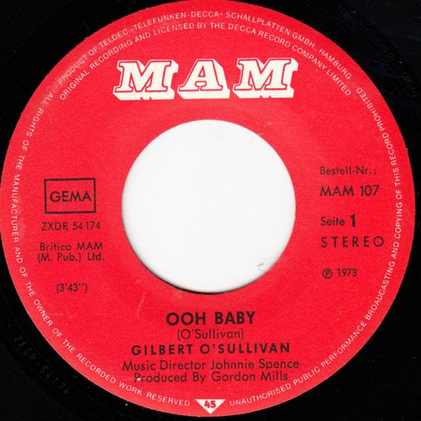Gilbert O'Sullivan : Ooh Baby (7", Single)