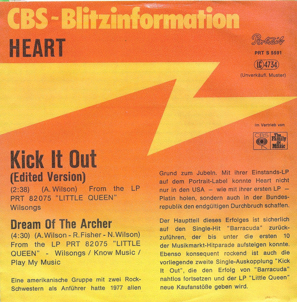 Heart : Kick It Out (7", Single, Promo)