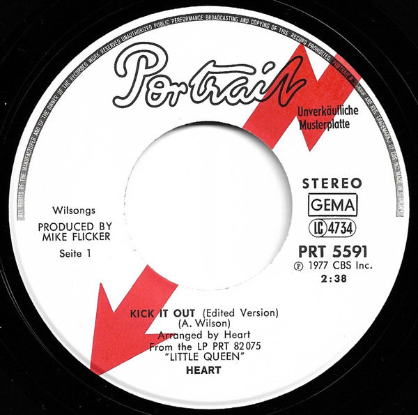 Heart : Kick It Out (7", Single, Promo)