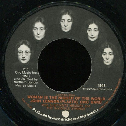John Lennon / Plastic Ono Band* With Elephant's Memory* And Invisible Strings : Woman Is The Nigger Of The World (7", Single, Jac)
