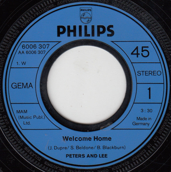 Peters & Lee : Welcome Home (7", Single)