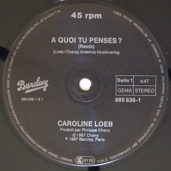 Caroline Loeb : A Quoi Tu Penses ? (12", Maxi)