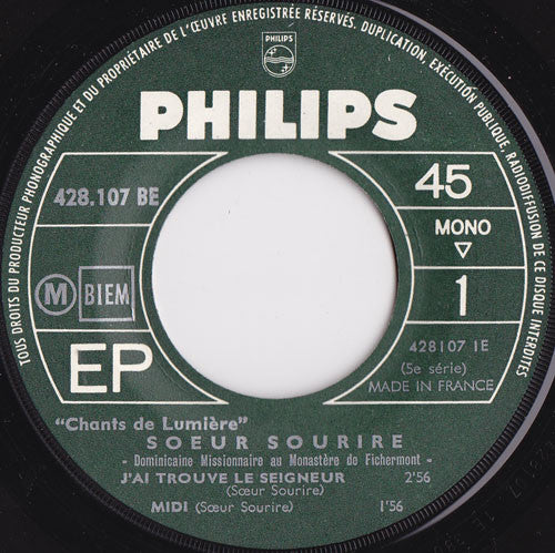 Soeur Sourire : J'ai Trouvé Le Seigneur (7", EP, Mono)