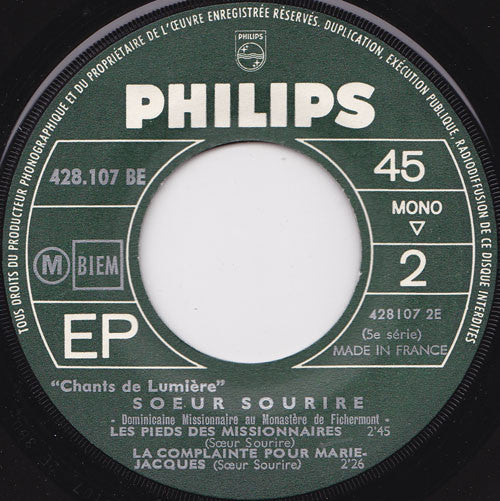 Soeur Sourire : J'ai Trouvé Le Seigneur (7", EP, Mono)