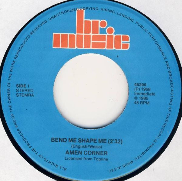 Amen Corner : Bend Me Shape Me / Hello Suzie (7", Single)