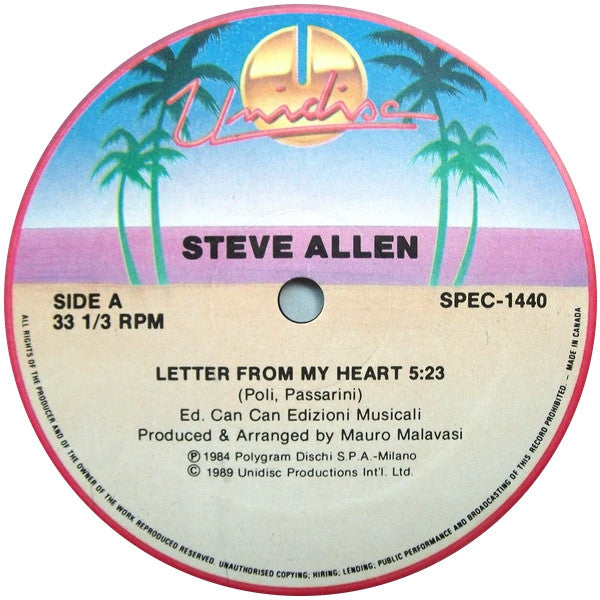 Steve Allen / Saint Tropez : Letter From My Heart / Je T'Aime (Moi Non Plus) / African Symphony (12")