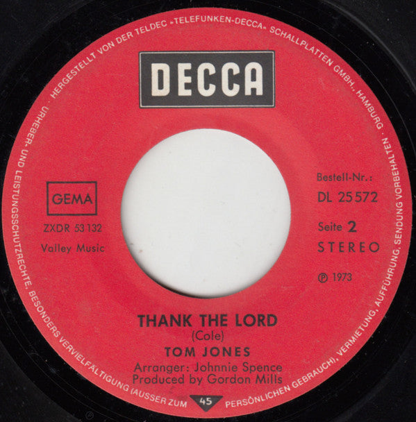 Tom Jones : Letter To Lucille (7", Single)