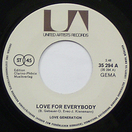 Love Generation : Love For Everybody  (7", Single)
