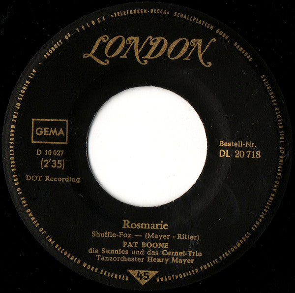 Pat Boone : Rosmarie / Ein Goldener Stern (7", Single, Mono)