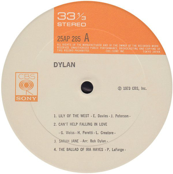 Bob Dylan : Dylan (LP, Album, RE)