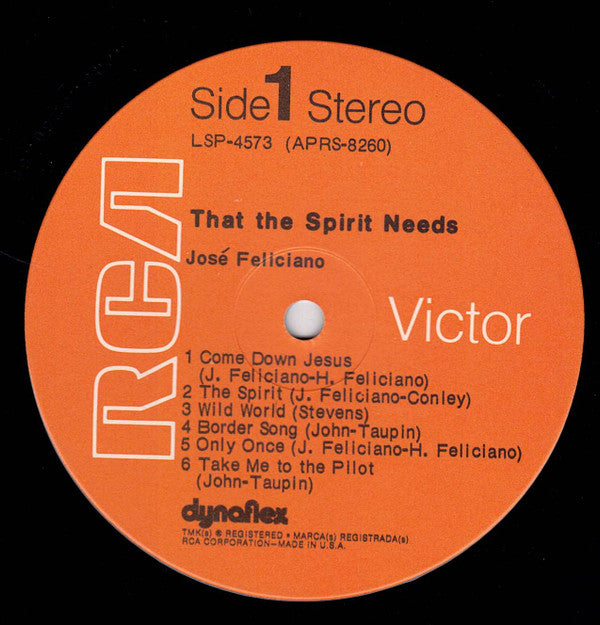 José Feliciano : That The Spirit Needs (Of Muse And Man) (LP, Album, Ind)