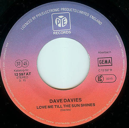 Dave Davies : Death Of A Clown (7", Single, RE)