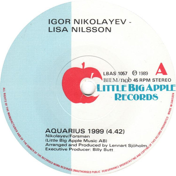 Igor Nikolayev*, Lisa Nilsson : Aquarius 1999 (7", Single)