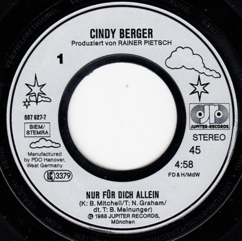 Cindy Berger : Nur Für Dich Allein (7", Single)