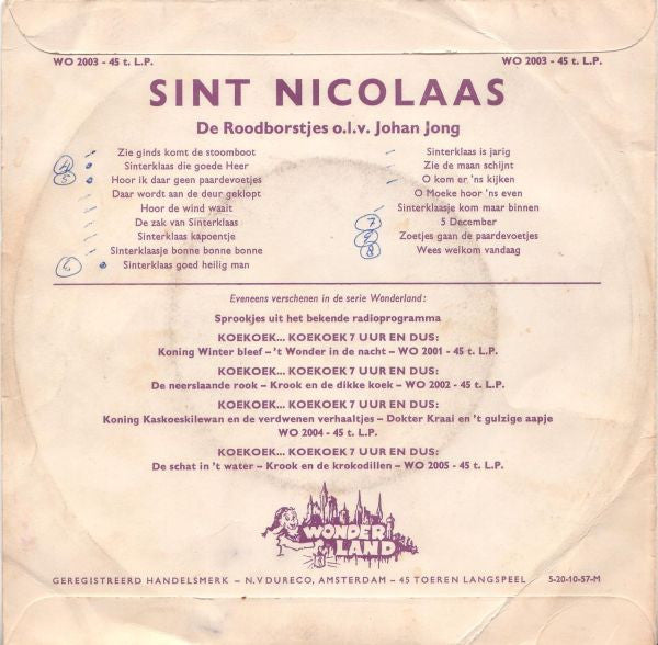 De Roodborstjes : St. Nicolaas (7", EP)