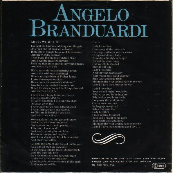 Angelo Branduardi : Merry We Will Be (7", Single)