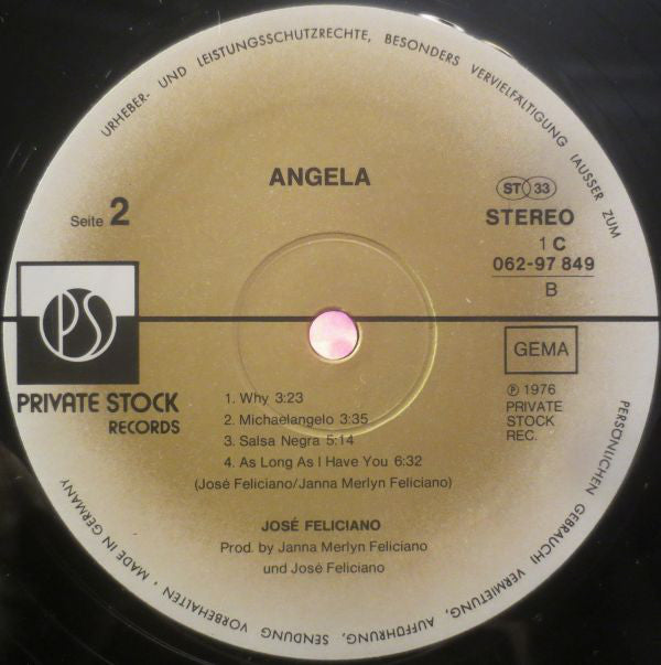 José Feliciano : Angela (LP, Album)