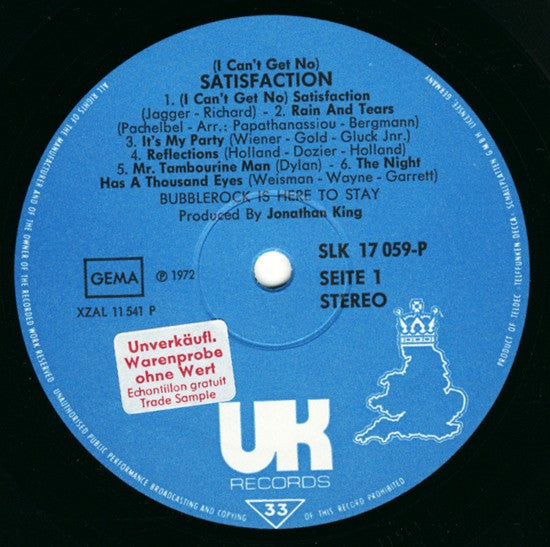 Bubblerock : (I Can't Get No) Satisfaction (LP, Album)