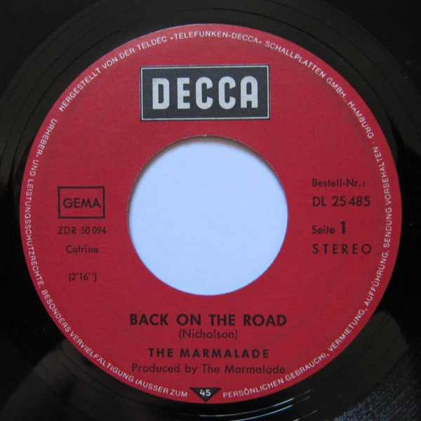 The Marmalade : Back On The Road (7", Single)