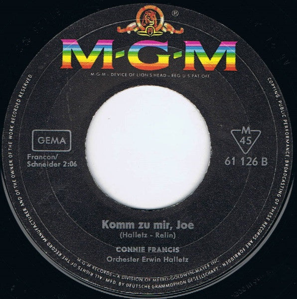 Connie Francis : Der Mond War Schuld Daran (7", Single, Mono)