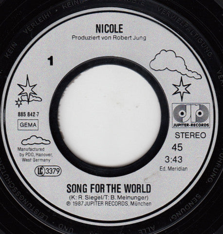 Nicole (2) : Song For The World (7", Single)