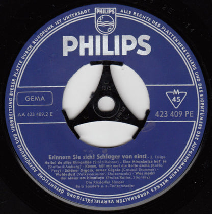 Die Rixdorfer Sänger - Orchester Béla Sanders : Erinnern Sie Sich! Schlager Von Einst - Die Zweite Folge (7", Mono)