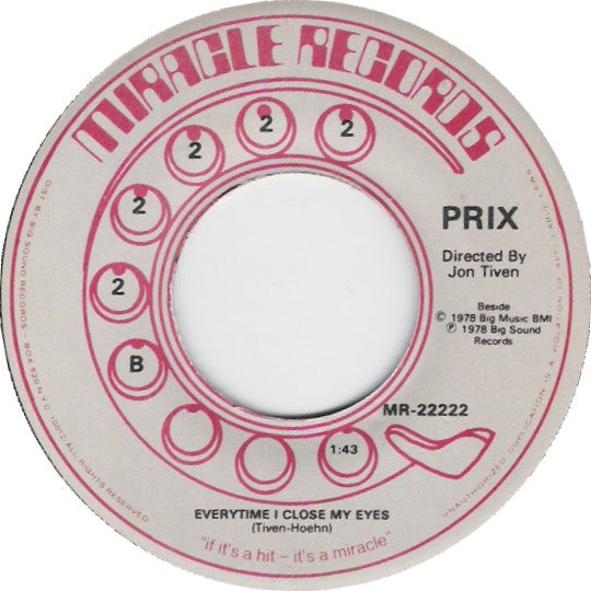 Prix : Love You Tonight (Saturday's Gone) (7")