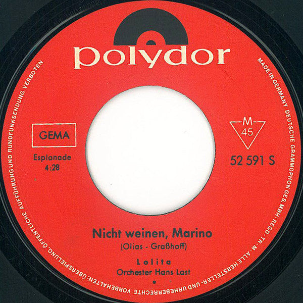 Lolita (3) : Nicht Weinen, Marino (7", Single, Mono)