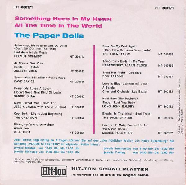 The Paper Dolls* : Something Here In My Heart (7", Single)