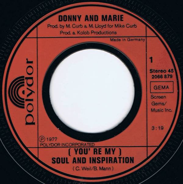 Donny & Marie Osmond : (You're My) Soul And Inspiration (7", Single)
