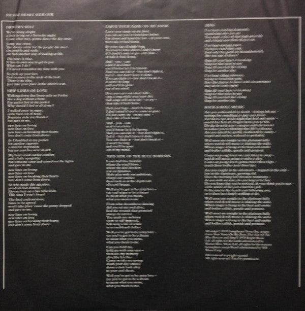 Sniff 'n' the Tears : Fickle Heart (LP, Album, SP)