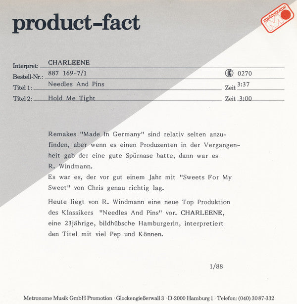 Charleene : Needles And Pins (7")