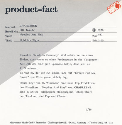 Charleene : Needles And Pins (7")