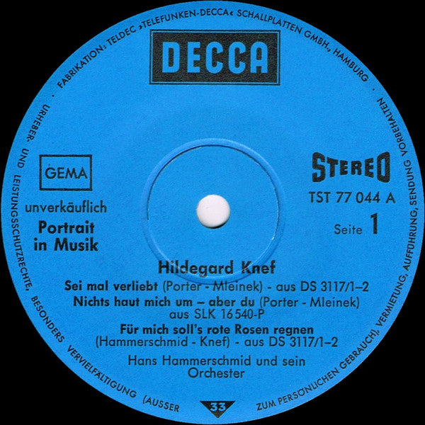 Hildegard Knef / Martin Böttcher : Portrait In Musik (7", EP, Promo, Gat)