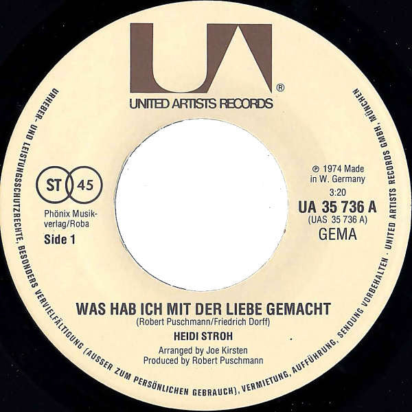 Heidi Stroh : Was Hab Ich Mit Der Liebe Gemacht (7", Single)
