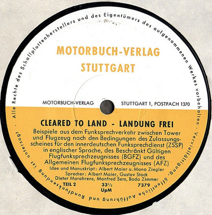 No Artist : Cleared To Land - Landung Frei (LP)