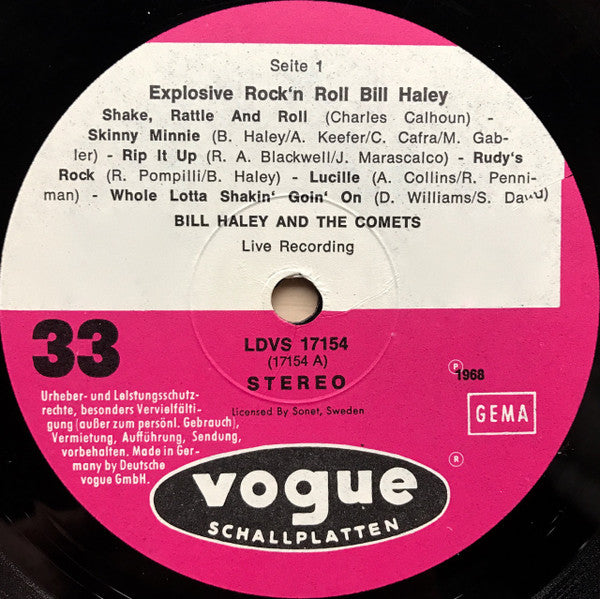Bill Haley And His Comets : Live Explosive Rock'n'Roll (LP, Album)
