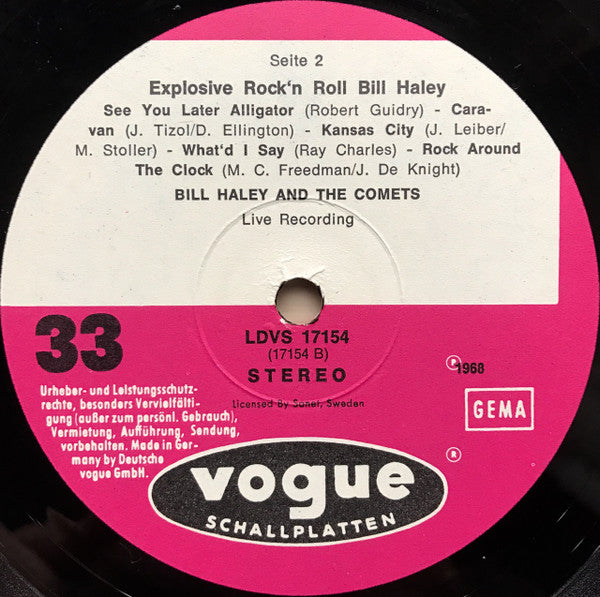 Bill Haley And His Comets : Live Explosive Rock'n'Roll (LP, Album)
