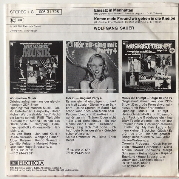 Wolfgang Sauer : Einsatz In Manhattan (7", Single)