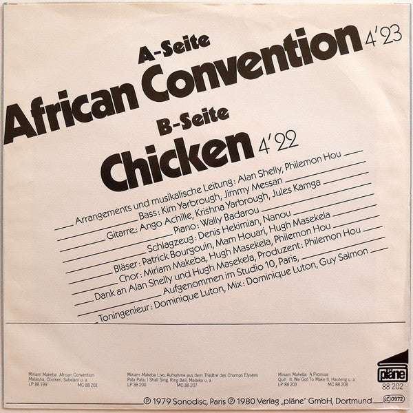 Miriam Makeba : African Convention (7", Single)