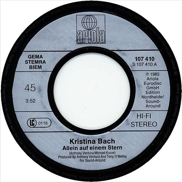 Kristina Bach : Allein Auf Einem Stern (7", Single)