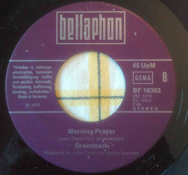 Greenback (2) : Mississippi Lady / Morning Prayer (7")