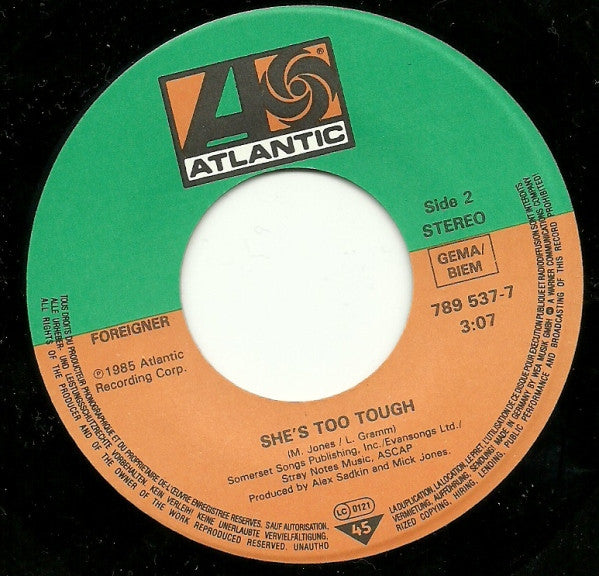 Foreigner : Growing Up The Hard Way (7", Single)