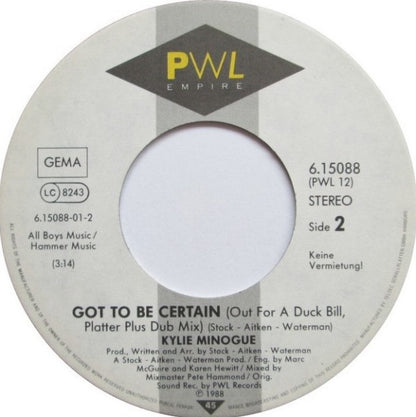 Kylie Minogue : Got To Be Certain (7", Single)