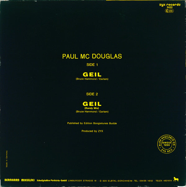 Paul Mc Douglas : Geil (The ZYX Version) (12", Maxi)