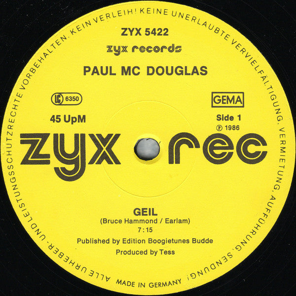 Paul Mc Douglas : Geil (The ZYX Version) (12", Maxi)